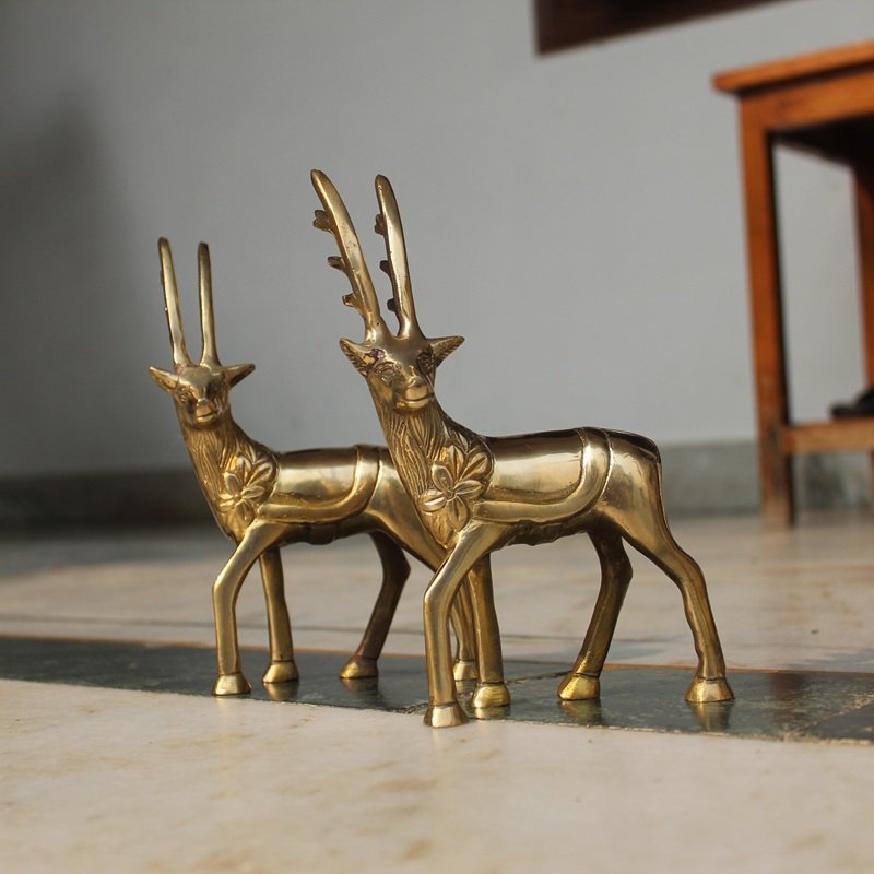Brass Deer Pair Showpiece