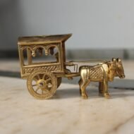 Pure Brass Bullock Cart Showpiece with Indian villager