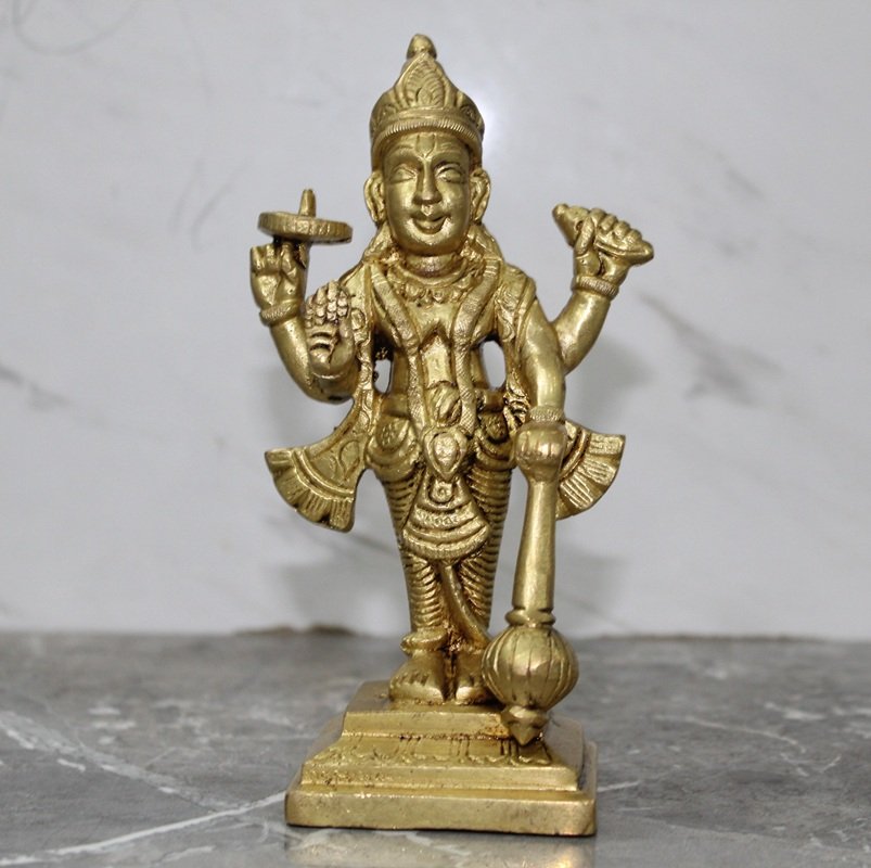 Pure Brass Four-Armed Vishnu Ji Statue