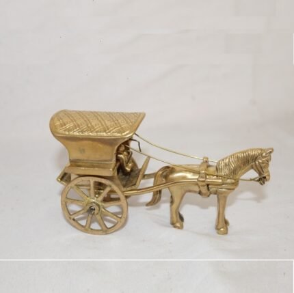 Pure Brass Horse Cart Showpiece with Indian villager