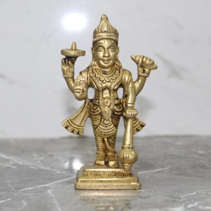 Pure Brass Four-Armed Vishnu Ji Statue – 470 gm