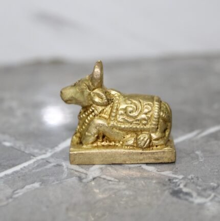 Brass Nandi Statue – Sacred Sitting Bull Figurine for Puja - 100 gm