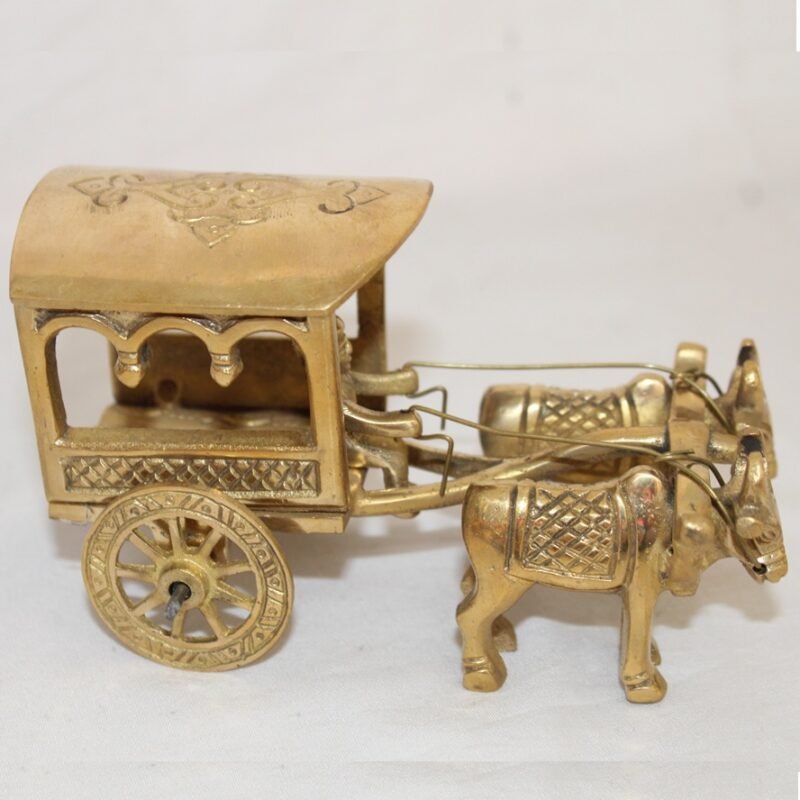 100% Pure Brass Vintage Village Bullock Cart Gift Home Decor Piece