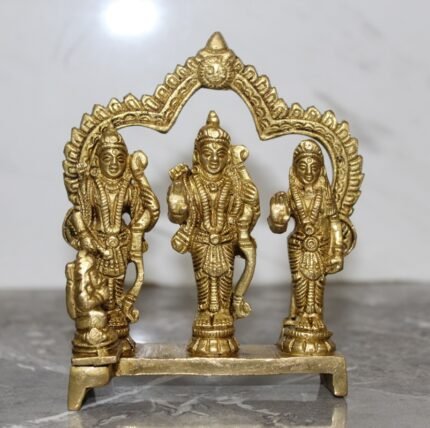 Handcrafted Brass Ram Darbar Idol – Lord Ram, Sita, Lakshman & Hanuman Temple Sculpture-  480 gm
