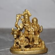 Handcrafted Brass Shiva Parivar Idol – Lord Shiva, Parvati, Ganesha & Nandi Family Sculpture - 315 gm