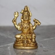 Handcrafted Brass Lord Shiva Idol – Sitting Mahadev Murti with Trishul & Damru – 270 gm