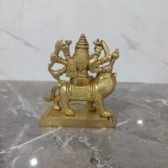 Handcrafted Brass Durga Maa Idol  Majestic Mahishasura Mardini Murti Riding Lion – 580 gm - Image 2