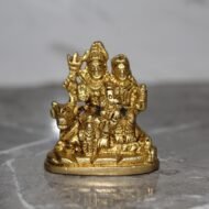 Handcrafted Brass Shiva Parivar Idol – Lord Shiva, Parvati, Ganesha & Nandi Family Sculpture - 140 gm
