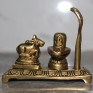 Handcrafted Brass Shivling with Nandi & Naag – Traditional Mahadev Pooja Idol for Home Temple - 230 gm