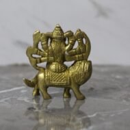 Handcrafted Brass Durga Mata Idol – Eight-Armed Goddess Riding Lion - 140 gm - Image 2